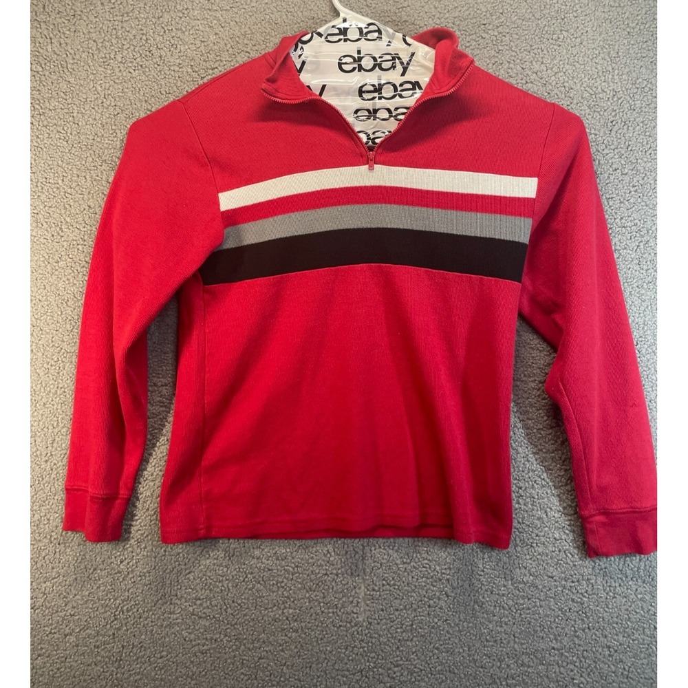 Faded Glory 1/4 Zip Pullover Sweater Knit Collared Long Sleeve 2XL Red